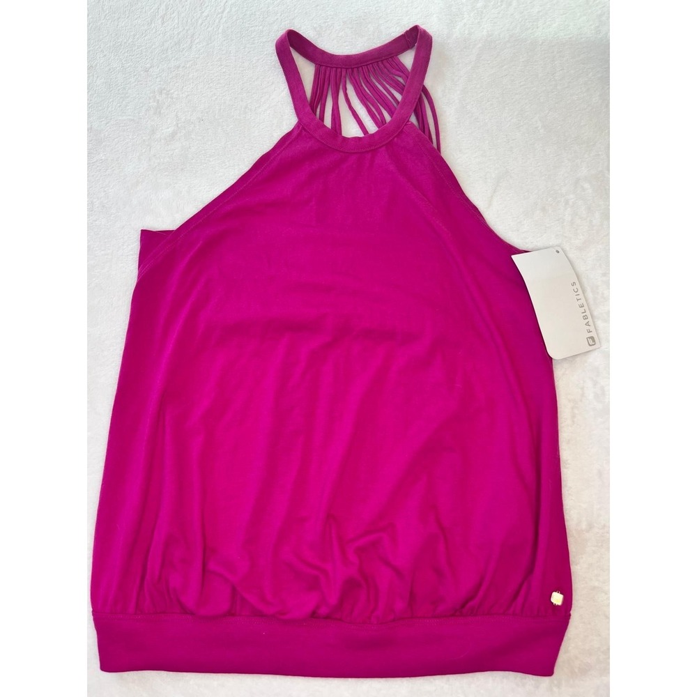 Fabletics Pink Halter Tank Top Medium Strappy Back Athleisure Activewear